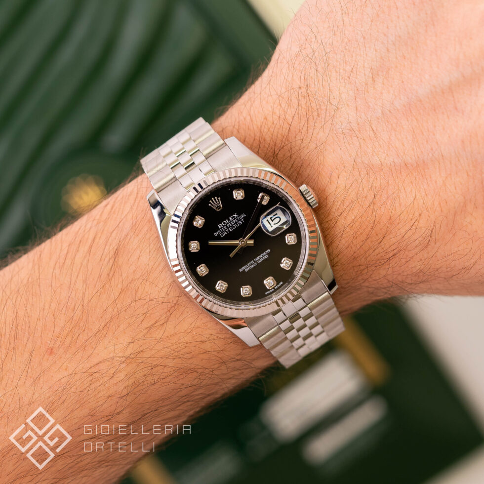 Rolex Datejust 36 Nero con Diamanti | 116234 | Full Set | Like New