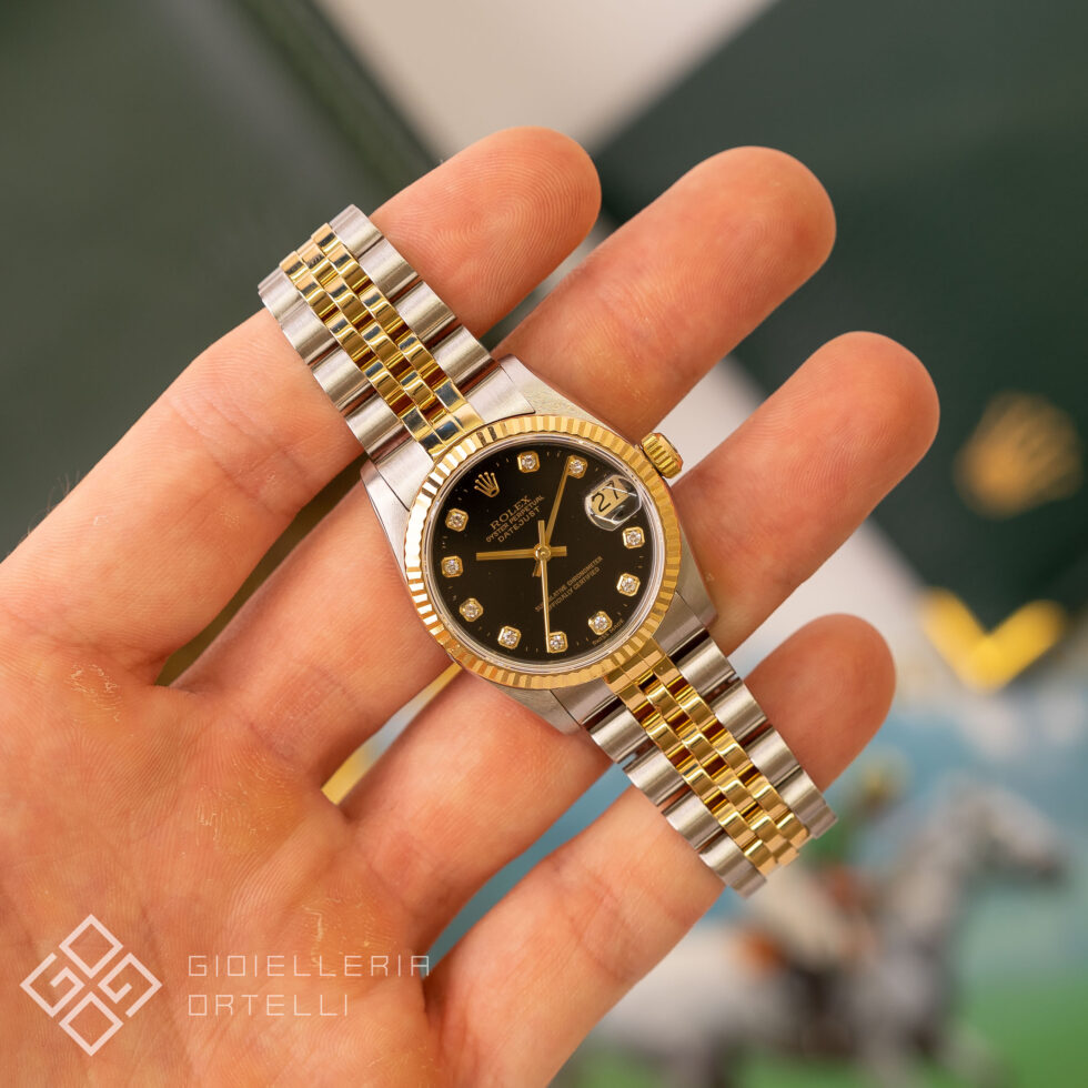 Rolex Datejust 31 Nero con Diamanti | 68273 | Full Set | Pari al nuovo